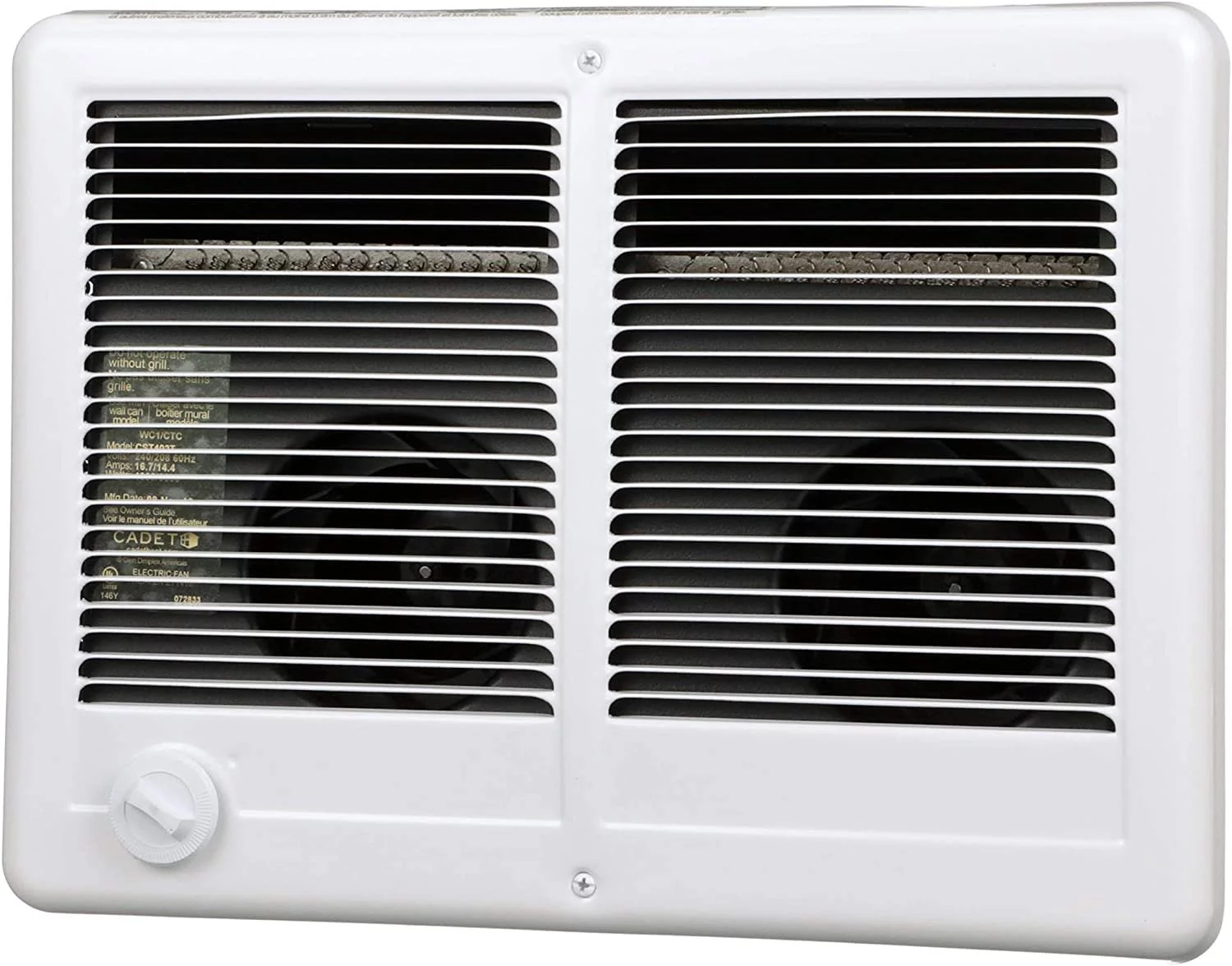 Cadet Com-Pak Twin Electric Wall Heater Complete Unit with Thermostat Model: CSTC402TW, Part: 67527, 13648/10236 BTU, 240/208 Volt, 4000/3000 Watt