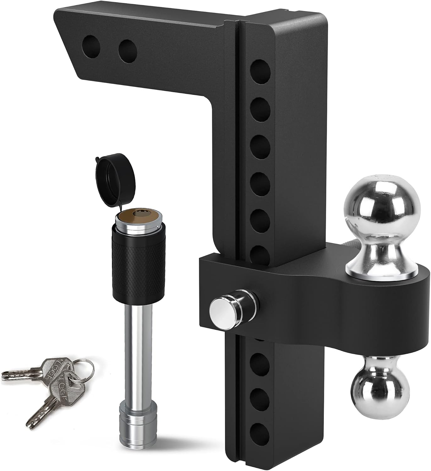 YITAMOTOR Adjustable Trailer Hitch Ball Mount, Fits 2-Inch Receiver, 10-Inch Drop Hitch w/Forged Aluminum Shank