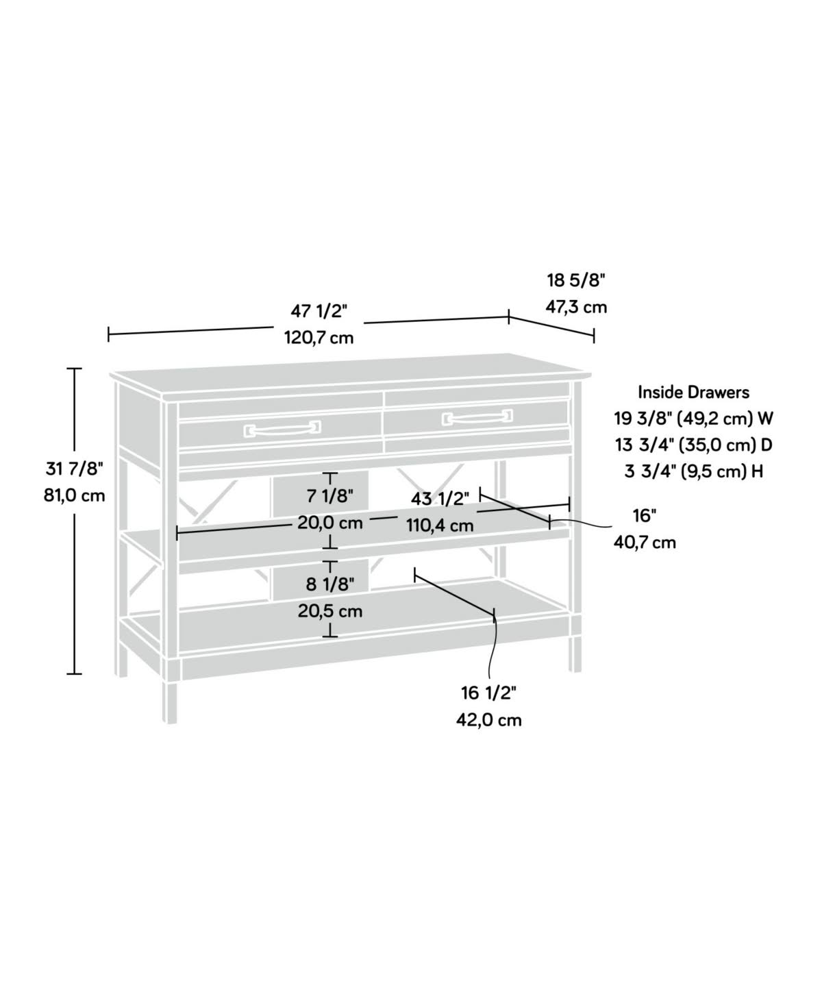 Sauder Carson Forge Anywhere Console | Milled Cherry