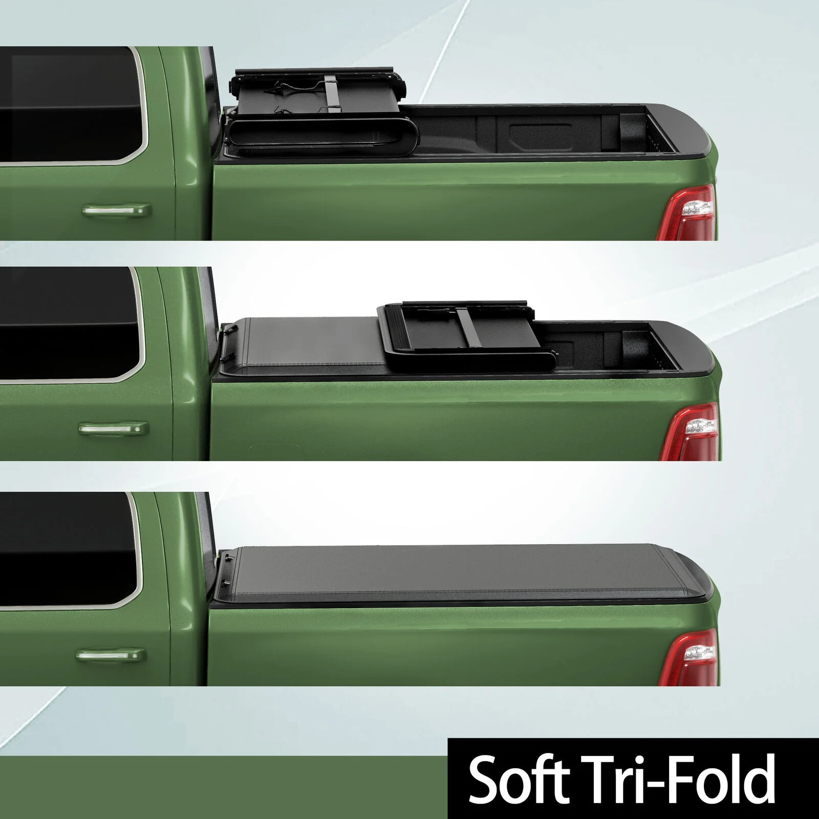 Ledkingdomus 6ft Soft Tri-fold Truck Bed Tonneau Cover for 2016-2023 Toyota Tacoma with led lamp
