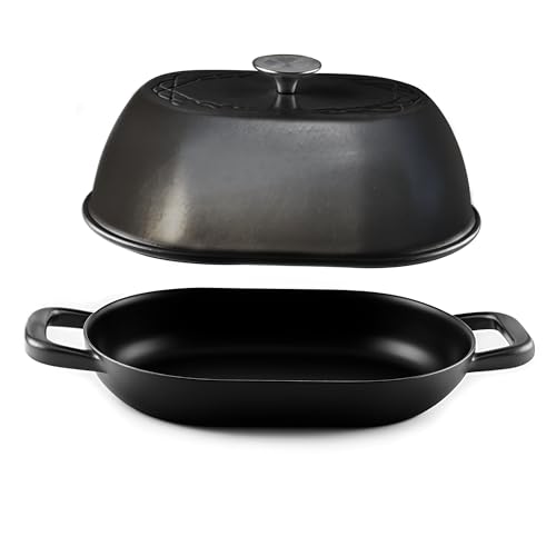 Enameled Cast Iron Dutch Oven for Professional Sourdough Bread Baking | 5.5 Quart Loaf Size Oval Cookware Pot with Lid | Triple-Layer Enamel Coating