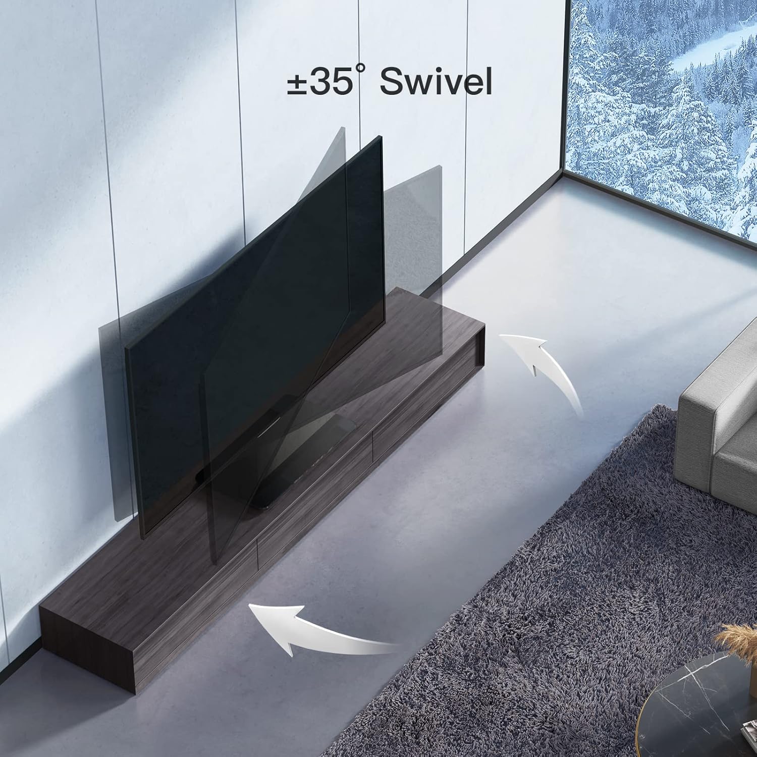 PERLESMITH Swivel TV Stand Universal Table Top TV Base for 32 to 70 inch LCD LED OLED 4K Flat Screen TVs
