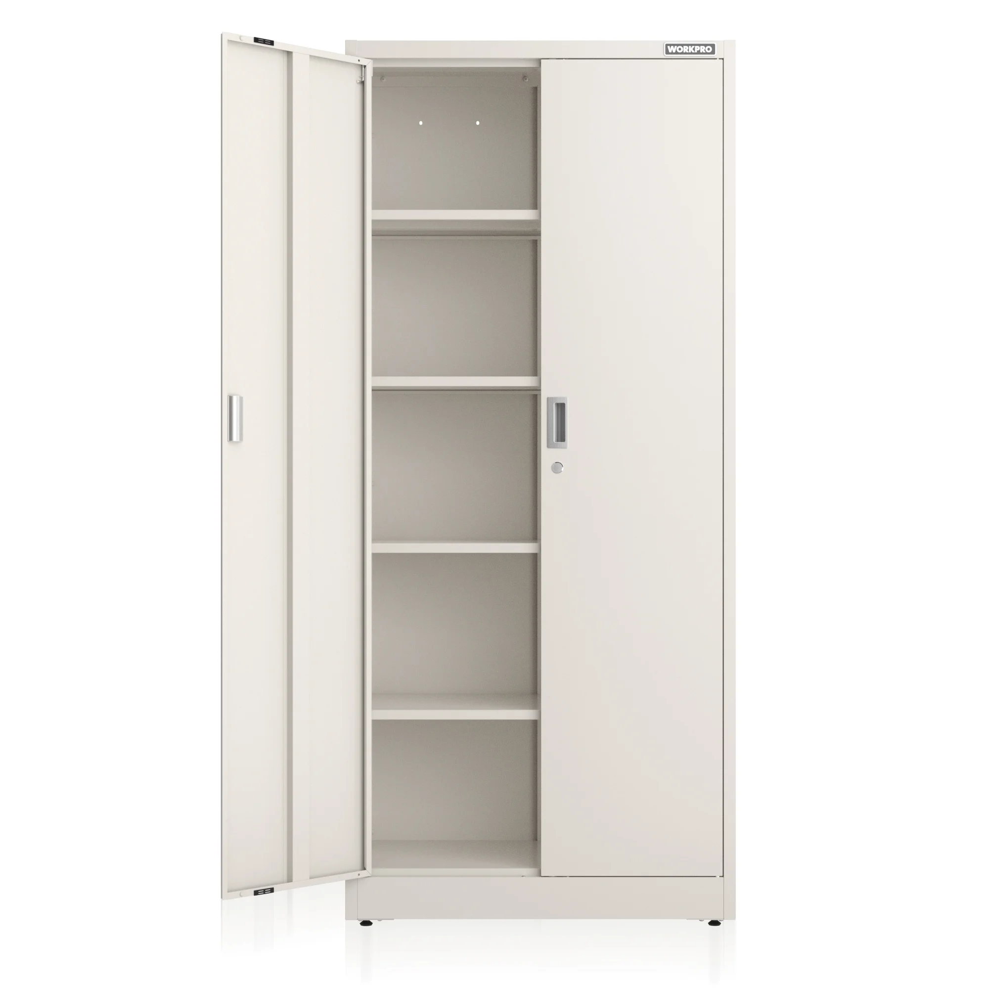 WORKPRO Metal Garage Storage Cabinet-White(31.5in.Wx15.75in.Dx71in.H), Solid packed