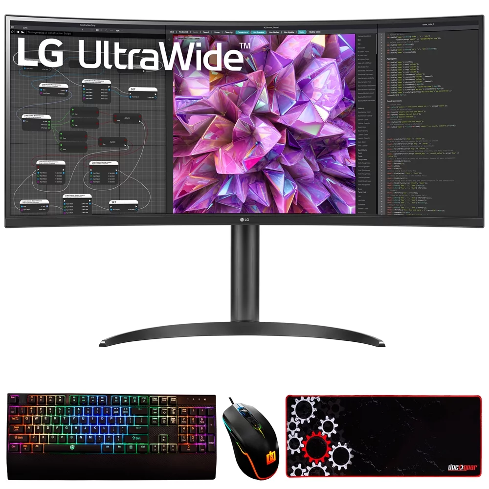 LG 34WQ75C-B 34" Curved UltraWide QHD IPS PC Monitor Bundle with Deco Gear Mechanical Gaming Keyboard