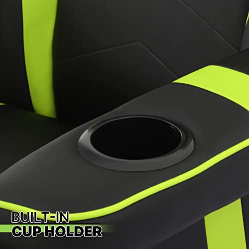 Magshion 360° Swivel Gaming Recliner Chair, Ergonomic PU Leather Reclining Chair with Adjustable Backrest, Footrest, Cup Holder & Neck Support