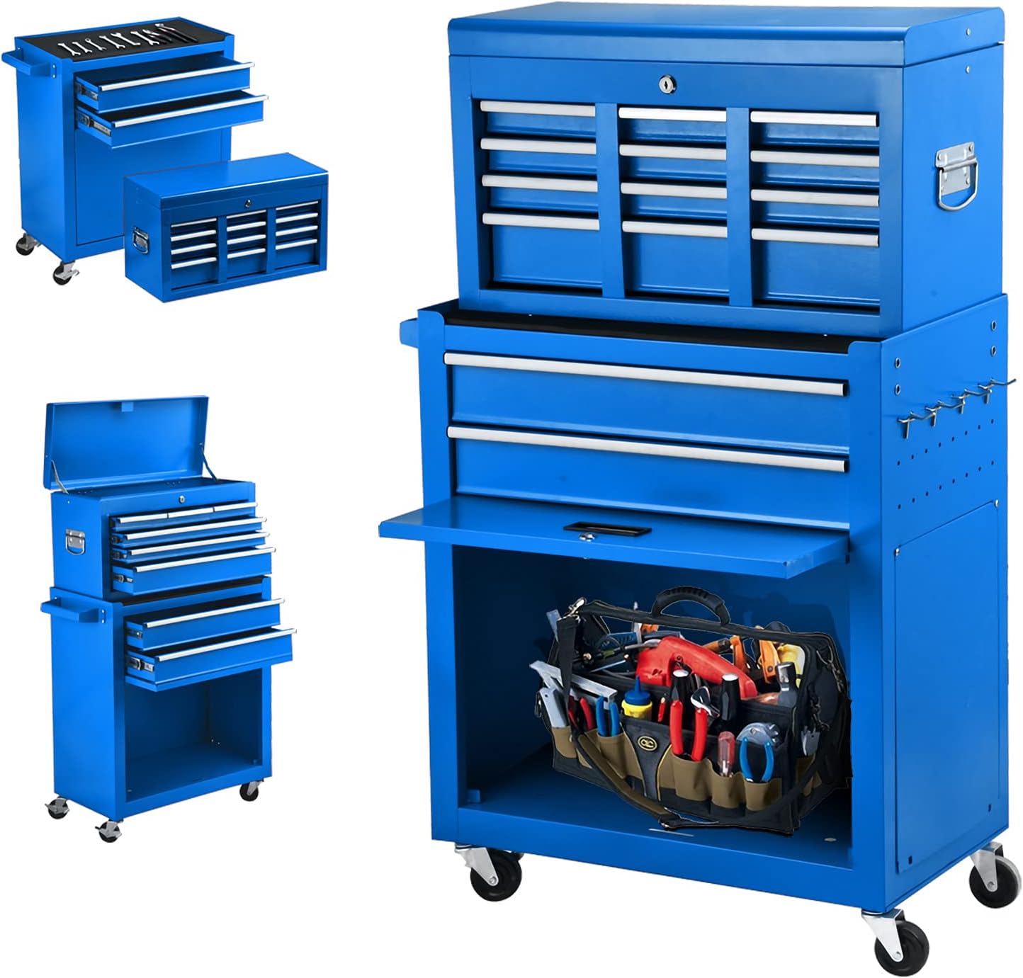 8-Drawer High Capacity Rolling Tool Chest with Wheels, Big Tool Storage Removable Tool Box Combo, Tool Storage Cabinet with Lockable Drawers