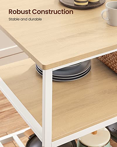 VASAGLE Kitchen Island with 3 Shelves, 47.2 Inches Width Kitchen Shelf with Large Worktop, Stable Steel Structure, Industrial, Easy to Assemble
