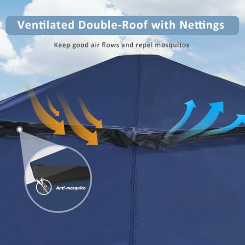 Aoxun 10'x12' Outdoor Patio Gazebo, Heavy Duty Party Tent with Wind-Resistant Ropes