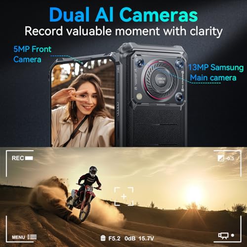 OUKITEL WP36 2024 Rugged Smartphone - 10600mAh Rugged Phone 128dB Loud Speaker, 16GB+128GB Dual Sim Phones 6.52" Big Screen, Android 13 Cell Phone