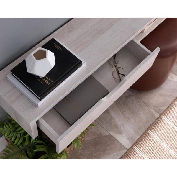 Furniture of America Eponine 60 in. White Oak Wall Mounted TV Console