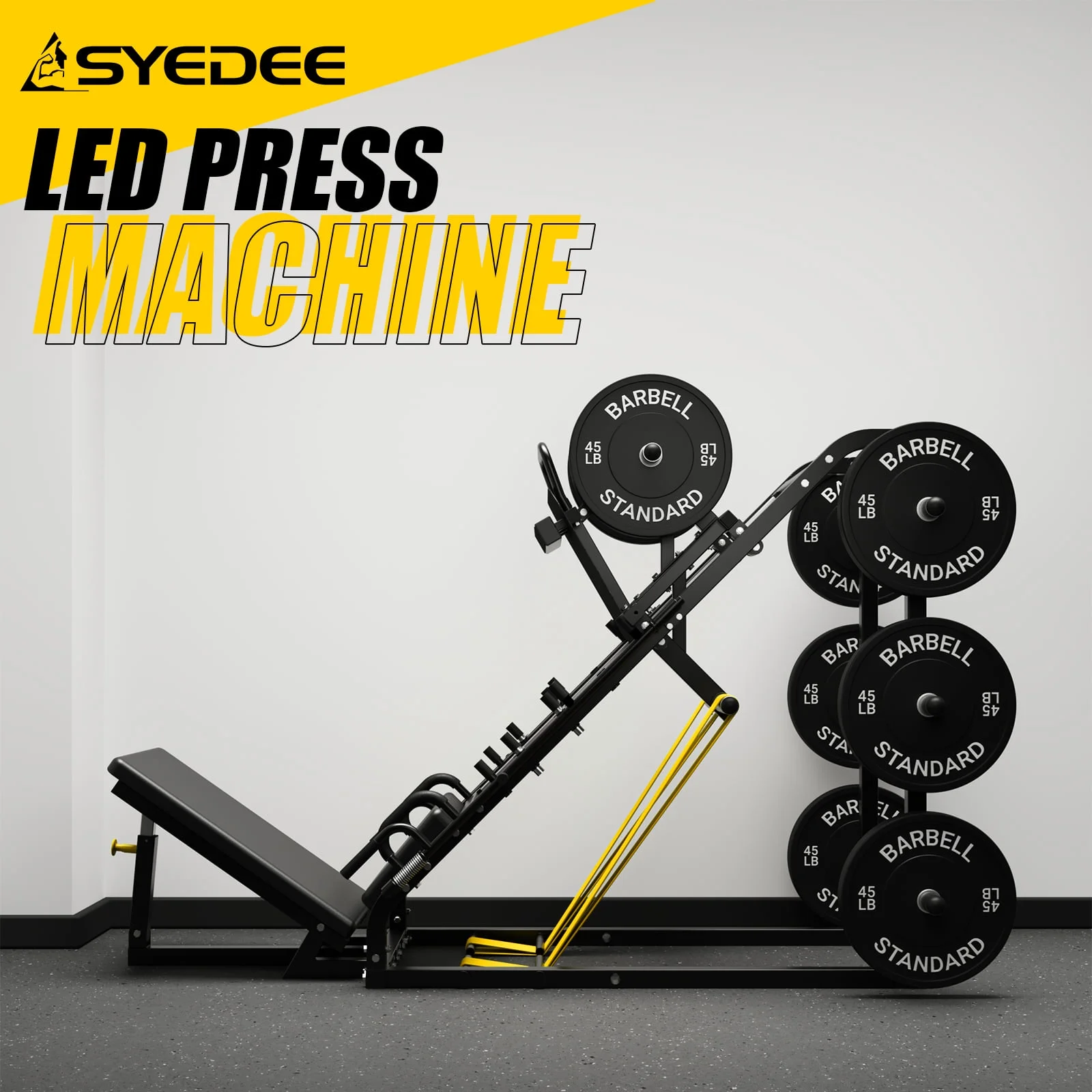 syedee Leg Press Machine with Calf Block, 1500LBS Weight Capacity Adjustable Leg Machine with Resistance Band Pegs and Plate Storages