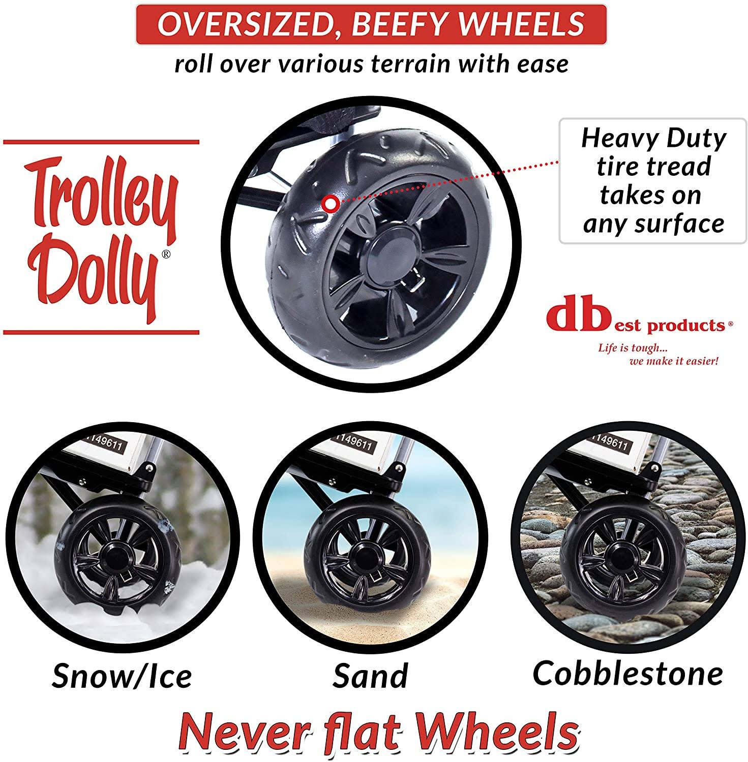 Dbest Products Trolley Dolly, Reflective Shopping Grocery Foldable Cart