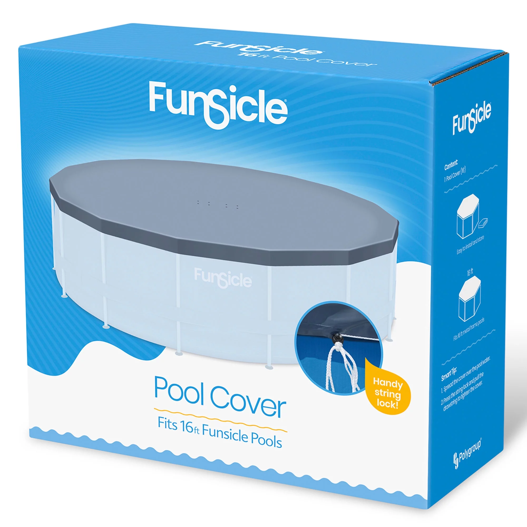 Funsicle 16' x 48" Oasis Round Frame Pool with 16' Debris Cover, Stone