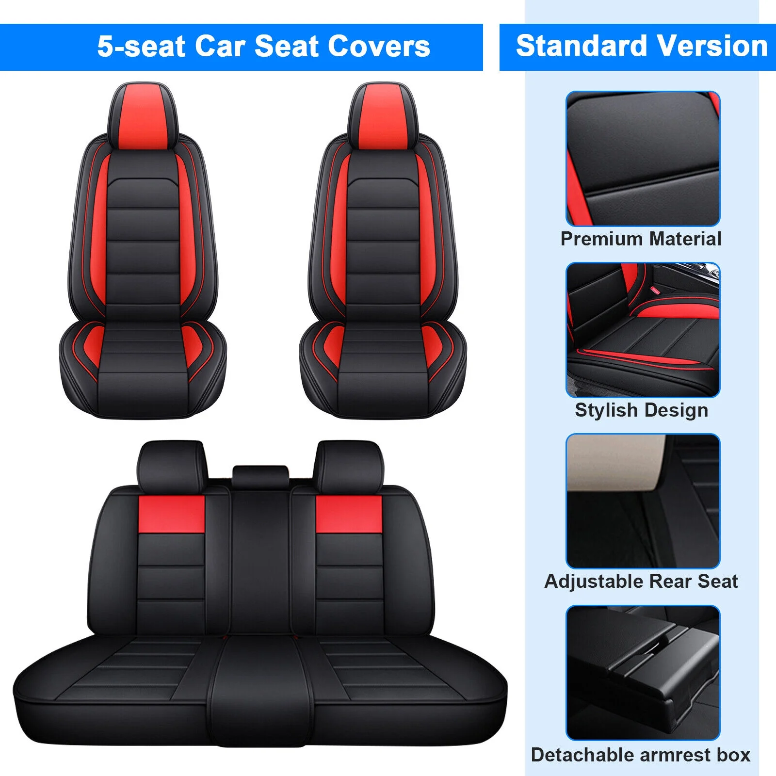 Car Seat Covers for Toyota Corolla, Premium 5 Seats PU Leather Auto Seat Cushions Protector