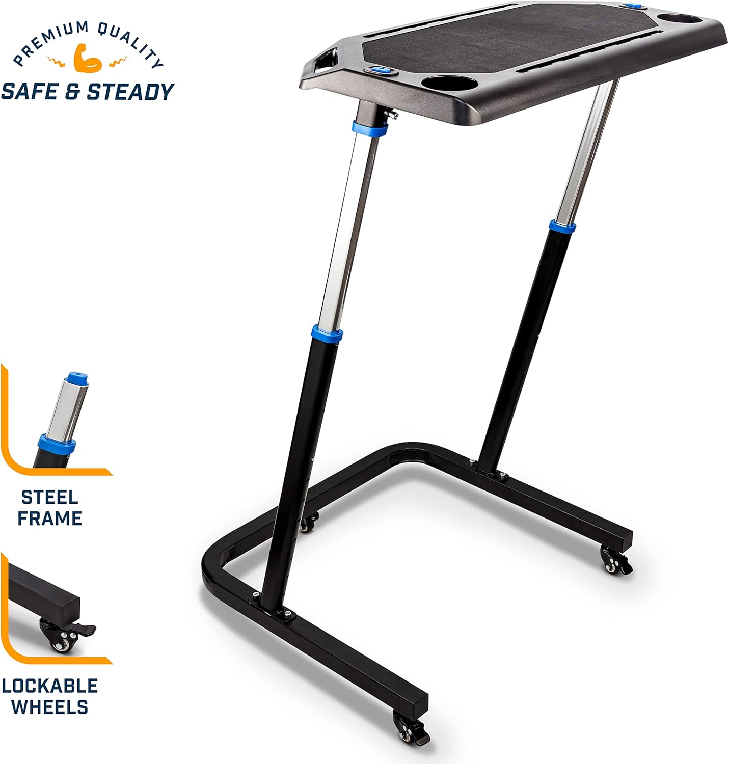 Alpcour Bike Trainer Fitness Desk – Portable Multi-Tasking Workstation Table for Cycling and Exercise – Adjustable Height with Non-Slip Surface and