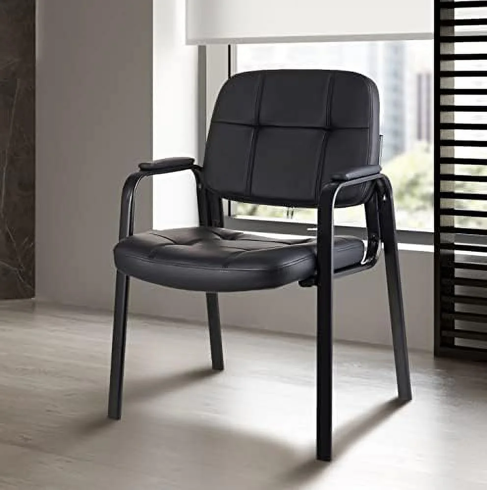 Office Reception Guest Chair with Bonded Leather Padded Arm Rest JOMA Guest Chair for Waiting Room Conference Desk Black 4 Pack