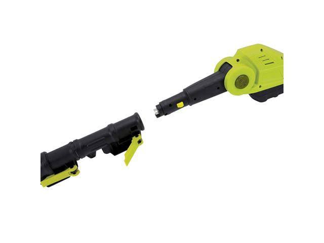 Sun Joe Cordless Lawn Care System with Hedge Trimmer Pole Saw and Leaf Blower, Green