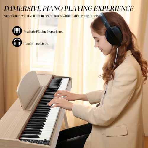 Ktaxon Digital Piano 88-Key Weighted Action Electric Piano with 3-Pedal Unit, Double Bluetooth, Split/Touch/Transpose Control Functions(Black)