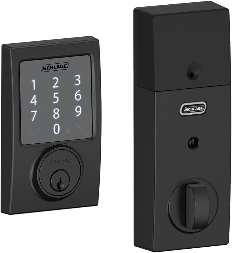 SCHLAGE BE479AA V CAM 619 Satin Nickel Sense Smart Deadbolt with Camelot Trim
