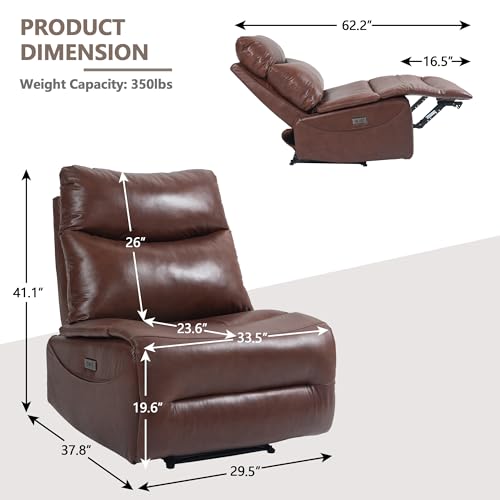 Genuine Leather Electric Power Recliner Chair with USB Charge Ports