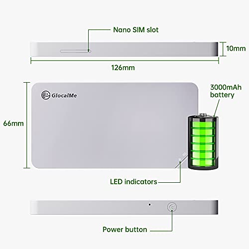GlocalMe U3 4G LTE Mobile Hotspot, Portable WiFi Hotspot for Travel in 200+ Countries, No SIM Card Needed