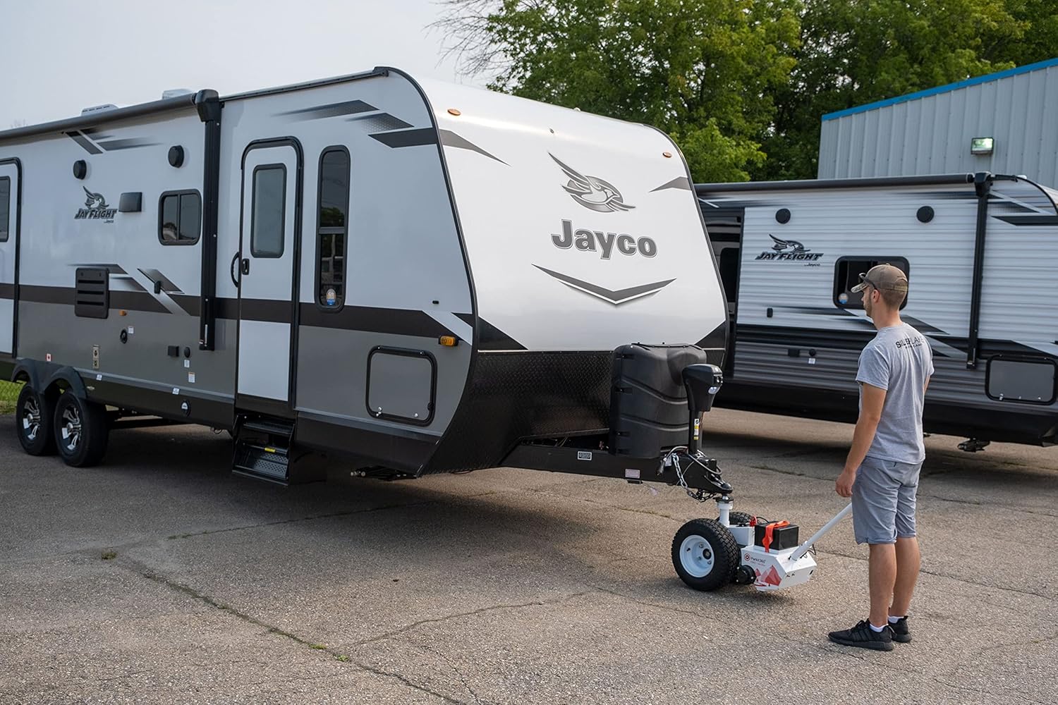 Parkit360 5K B2 Battery Powered Trailer Jack Utility Dolly for Easy Pulling with 2 Hitch Balls Included, Great for Camper, Cargo, and Boat Trailers
