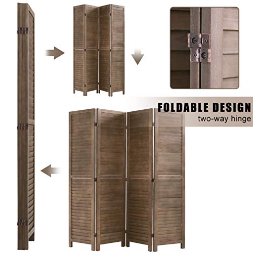 Room Divider 6 Panel Wood Privacy Screen Folding Partition Wall Room Dividers Freestanding White 5.57 FT Tall Divider for Room Separation