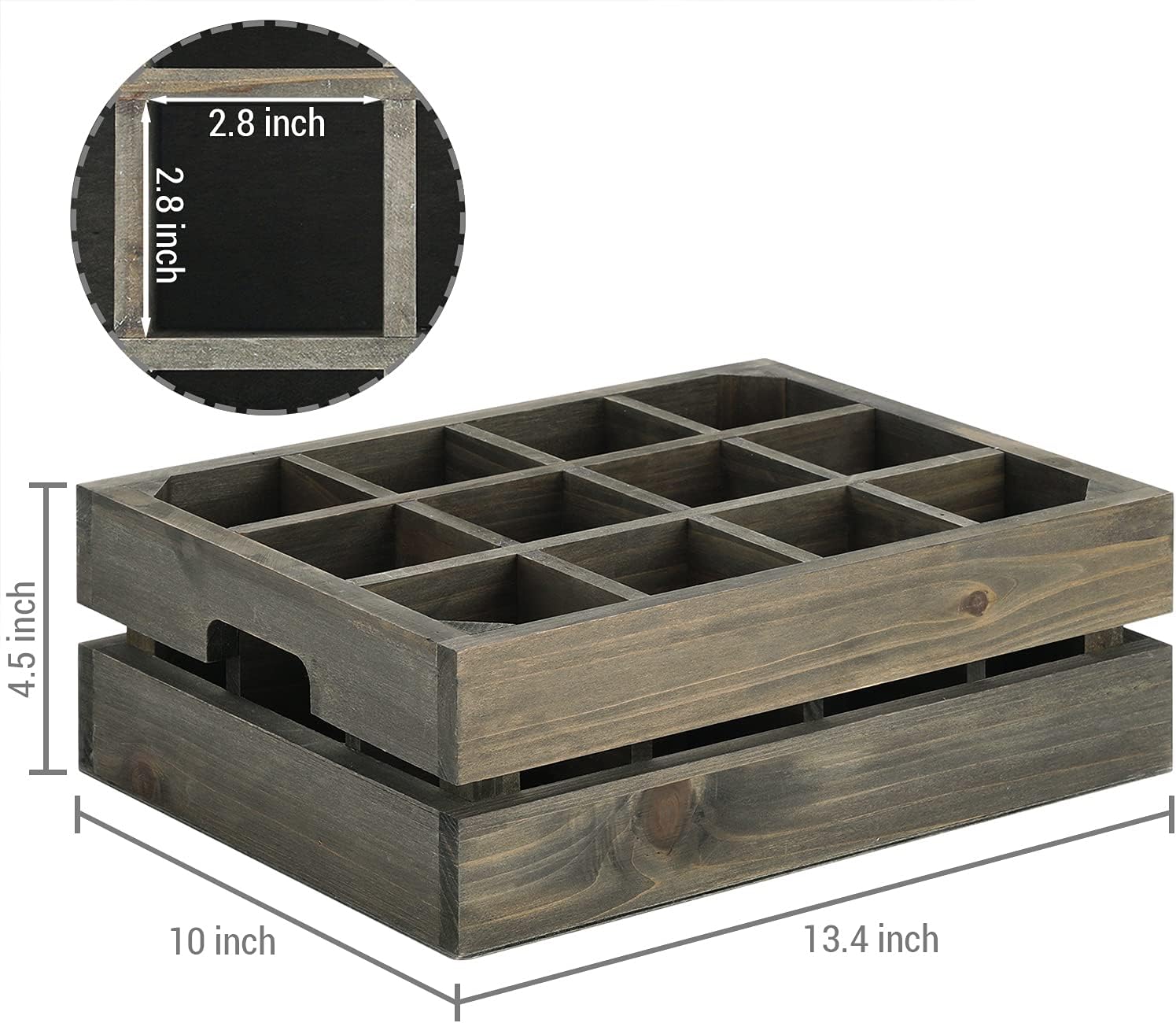 MyGift Wooden Crate Drink Carrier, Rustic Reclaimed Style Gray Wood 12 Bottle Holder Storage Crate with Handles Pack of 2