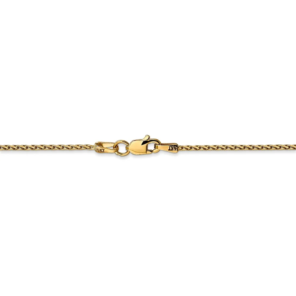 Real 14kt Yellow Gold 1.5mm Diamond Cut Parisian Wheat Chain; 24 inch; Lobster Clasp; for Adults and Teens; for Women and Men