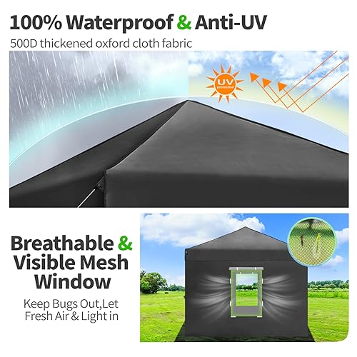 10x10 Pop Up Canopy Tent with 4 Removable Sidewalls and Windows, Ez Pop Up Outdoor Canopy, Adjustable Commercial Tent with Roller Bag