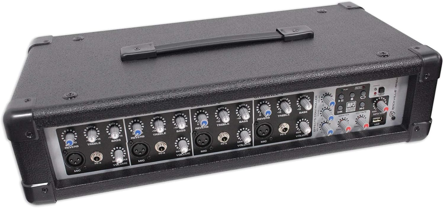 Rockville RPM45 1800w Powered Soundboard Mixing Console Mixer For Church/School