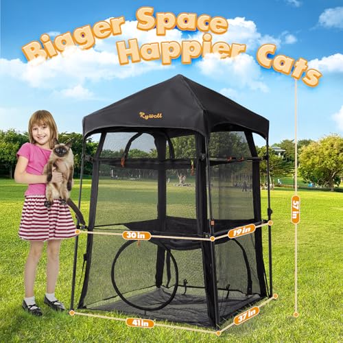 Extra Large Catio Outdoor Cat Enclosure, Rywell 3-Tier Spacious Outdoor Cat Tent, Weatherproof&Sunproof with 5 Windows