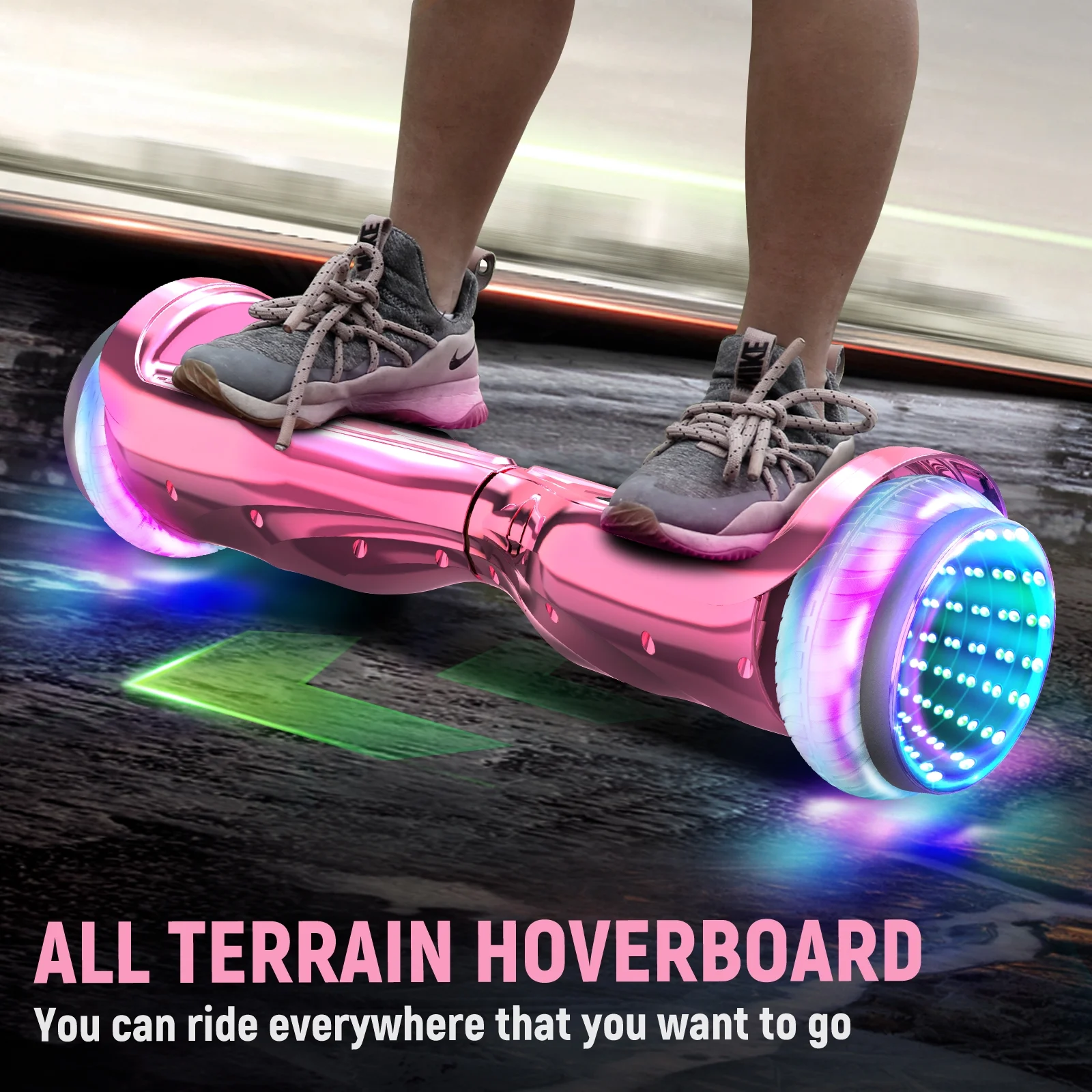 EPCTEK Hoverboard Off Road All Terrian 6.5" Two-Wheel Flash LED Light Self Balancing Hoverboards with Bluetooth Music Speaker and Certified for Kids