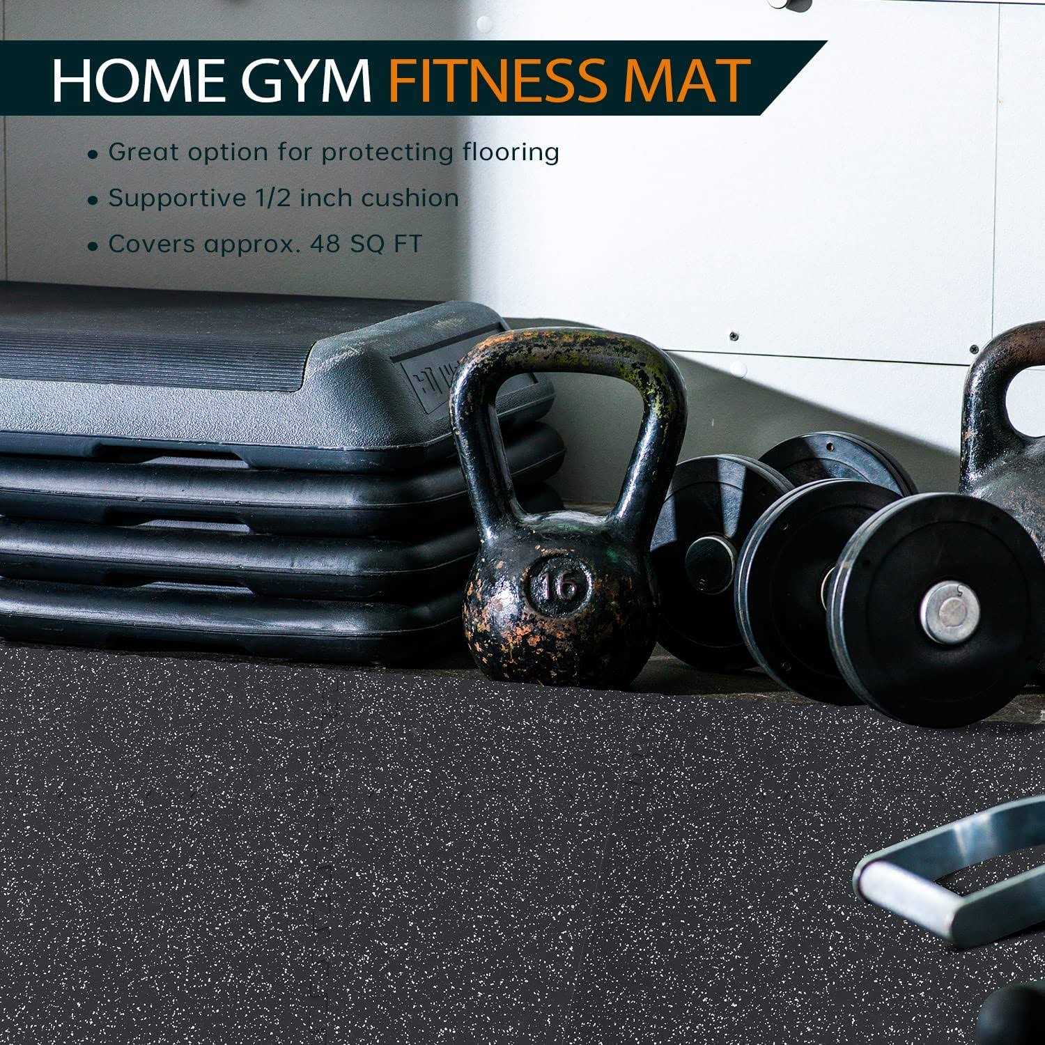 Holymus 1/2 inch Thick 24 Sq Ft Rubber Top High Density EVA Foam Exercise Gym Mats 6 Pcs - Sports Supplies Online Store