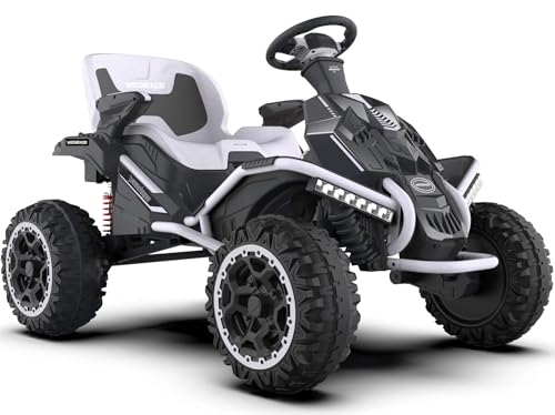 24V Ride on Toy for Big Kids, Kids' Electric Vehicles Outdoor Race Toy with 4 Strong Motors Total 300W Bluetooth Speaker and 24V 7AH Big Battery