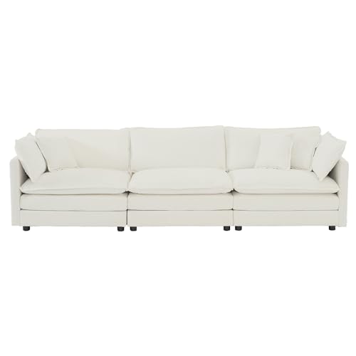 U-Shaped Modular Sectional Sofa with Footrests, 111" Oversized Chenille Comfy Sectional Couches for Living Room