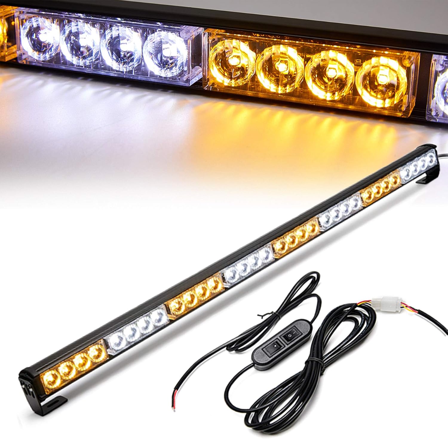 Emergency Strobe Lights 36 Inch Led Light Bar 32 Led 13 Flash Patterns Police Traffic Advisor Waterproof Warning Hazard Caution Turn Signals Vehicle