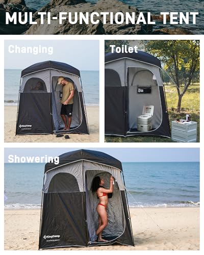 KingCamp Shower Tent, Portable Privacy Tent Outdoor Camping 1/2 Room Toilet Tents with Shower Bag & Dressing Room for Travel Beach Tailgate