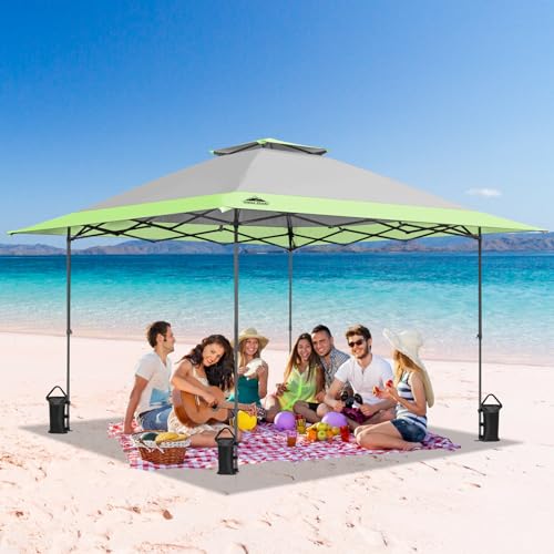 EAGLE PEAK 13x13 Straight Leg Pop Up Canopy Tent Instant Outdoor Canopy Easy Single Person Set up Folding Shelter w/Auto Extending Eaves 169 Square