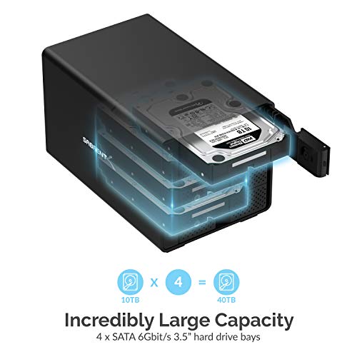 SABRENT USB 3.2 5-Bay 3.5” SATA Hard Drive Docking Station, Trayless Design, USB-C 10Gbps, Independent Power Switches, Locking Bays, Aluminum Cooling