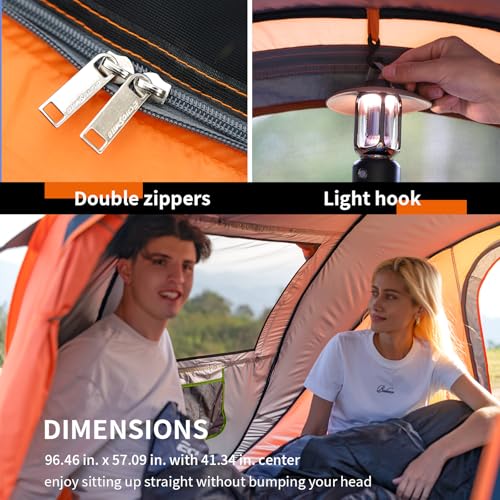 EchoSmile Camping Instant Pop Up Tent, 2/4/6/8/10 Person, Water Resistant Dome, Easy Setup for Camping Hiking and Outdoor, Portable with Carry Bag