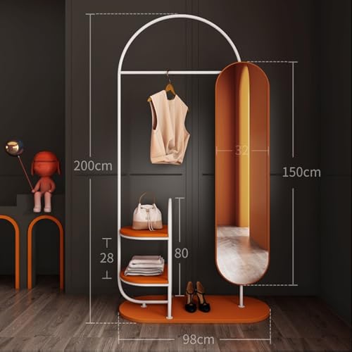 Full Length Mirror with Stand Floor-Standing Bedroom Coat Rack with Rotating Dressing Mirror Integrated Italian-Style Coat Rack at The Door Vertical