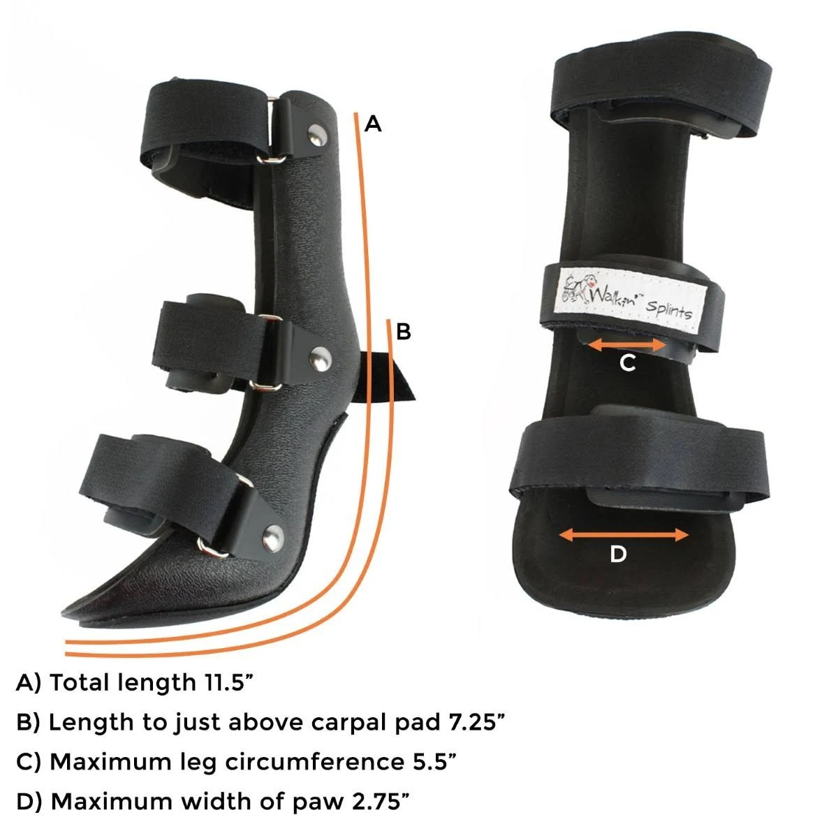 Walkin& Pet Splint for Dogs, Canine Front Leg Splint with Foam Inserts for A More Custom Fit