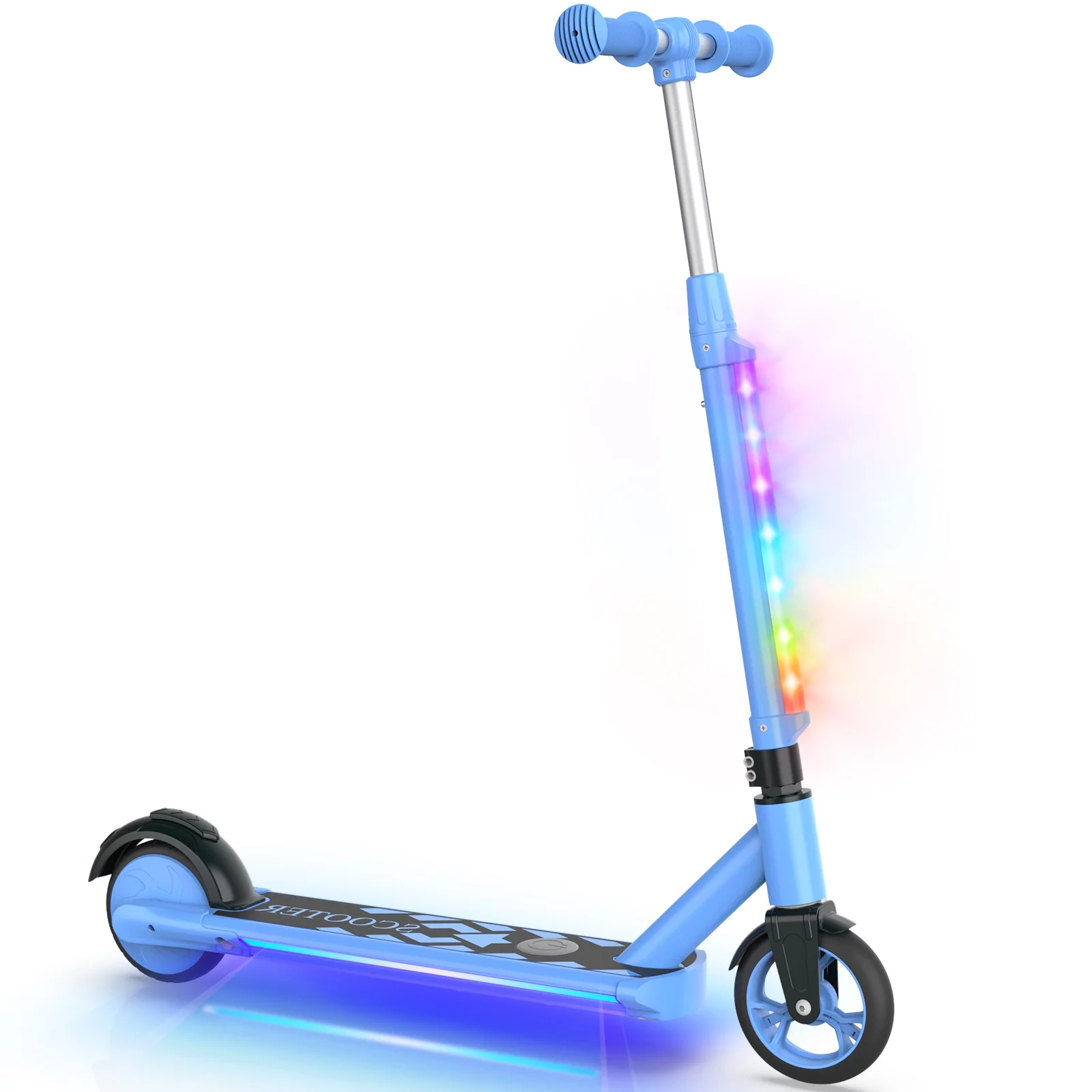LIEAGLE Kids Electric Scooter Ride on Foldable Adjustable Electric Scooter for Kids Blue - Curated Treasures Market