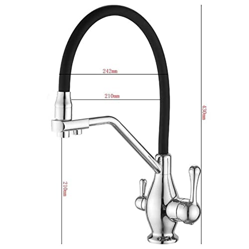 3 Way Water Filter Faucet Kitchen Drinking Faucets Brass Multifunction 3 in 1 Kitchen Mixer Faucet-Grey