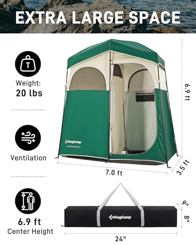 KingCamp Shower Tent, Portable Privacy Tent Outdoor Camping 1/2 Room Toilet Tents with Shower Bag & Dressing Room for Travel Beach Tailgate