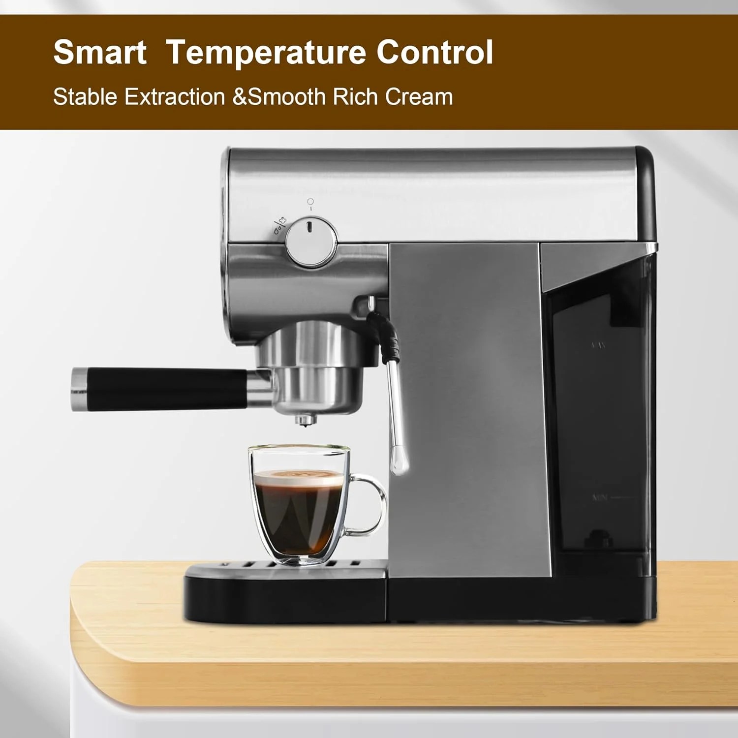 20 Bar Espresso Machine With Milk Frother Wand, Fast Heating, 30 Oz Removable Water Tank, 1360W, Compact Design