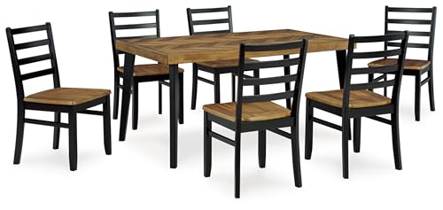 Signature Design by Ashley Caitbrook Rustic 7 Piece Dining Set, Include Table and 6 Chairs, Gray