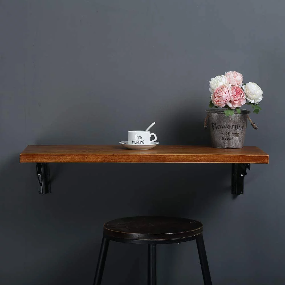 (47" Lx14 W) Industrial Rustic Folding Wall Mounted Workbench Drop Leaf Table, Dining Table Desk, Pine Wood Wall Mounted Bar Tables,Workbench
