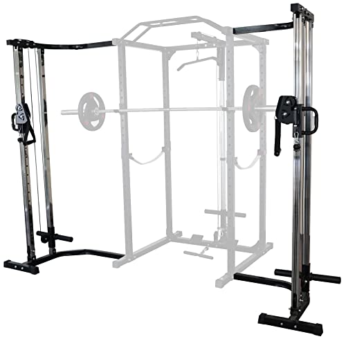 Multi-Function Adjustable Power Cage with J-Hooks, Safety Straps and Optional LAT Pulldown Attachment and Cable Crossover, Multiple Styles